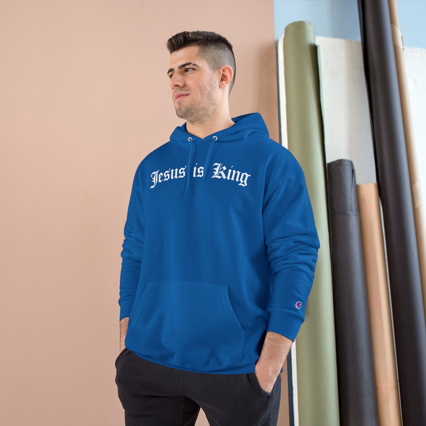 Jesus is King Champion Hoodie - Blue
