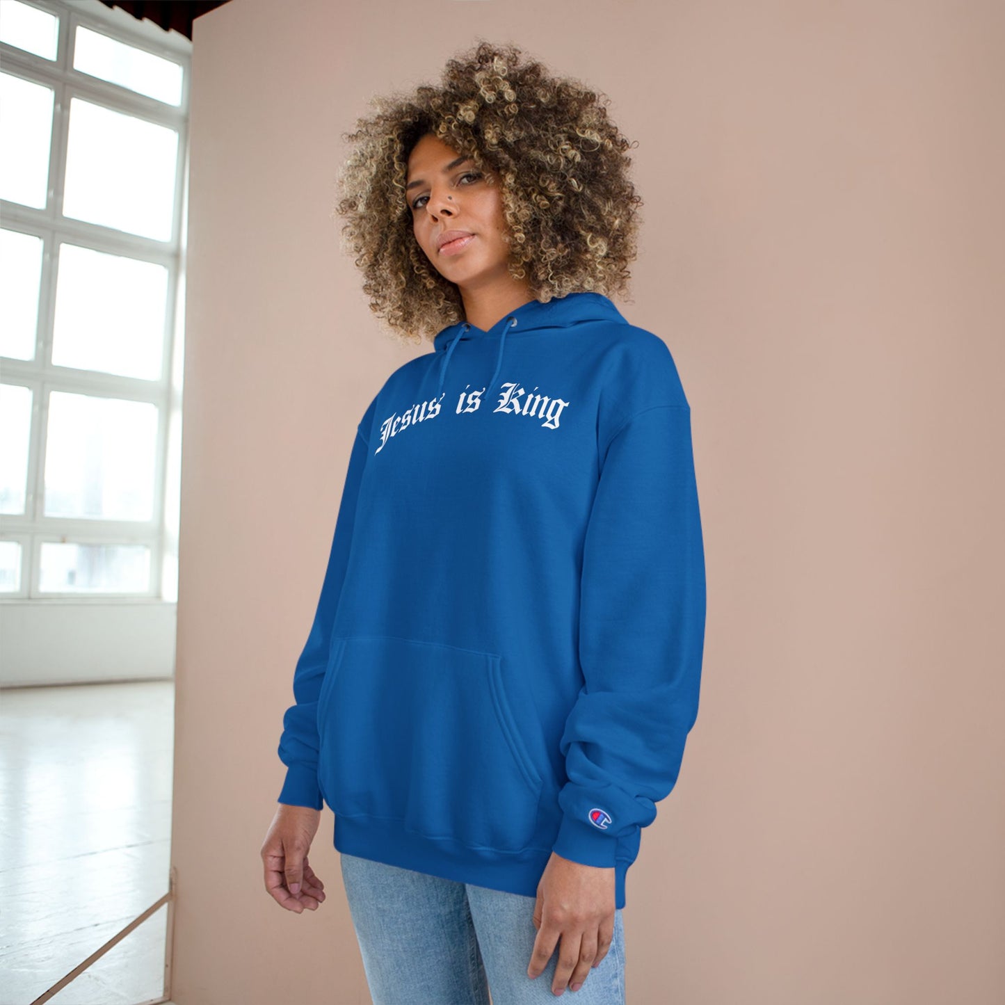 Jesus is King Champion Hoodie - Blue