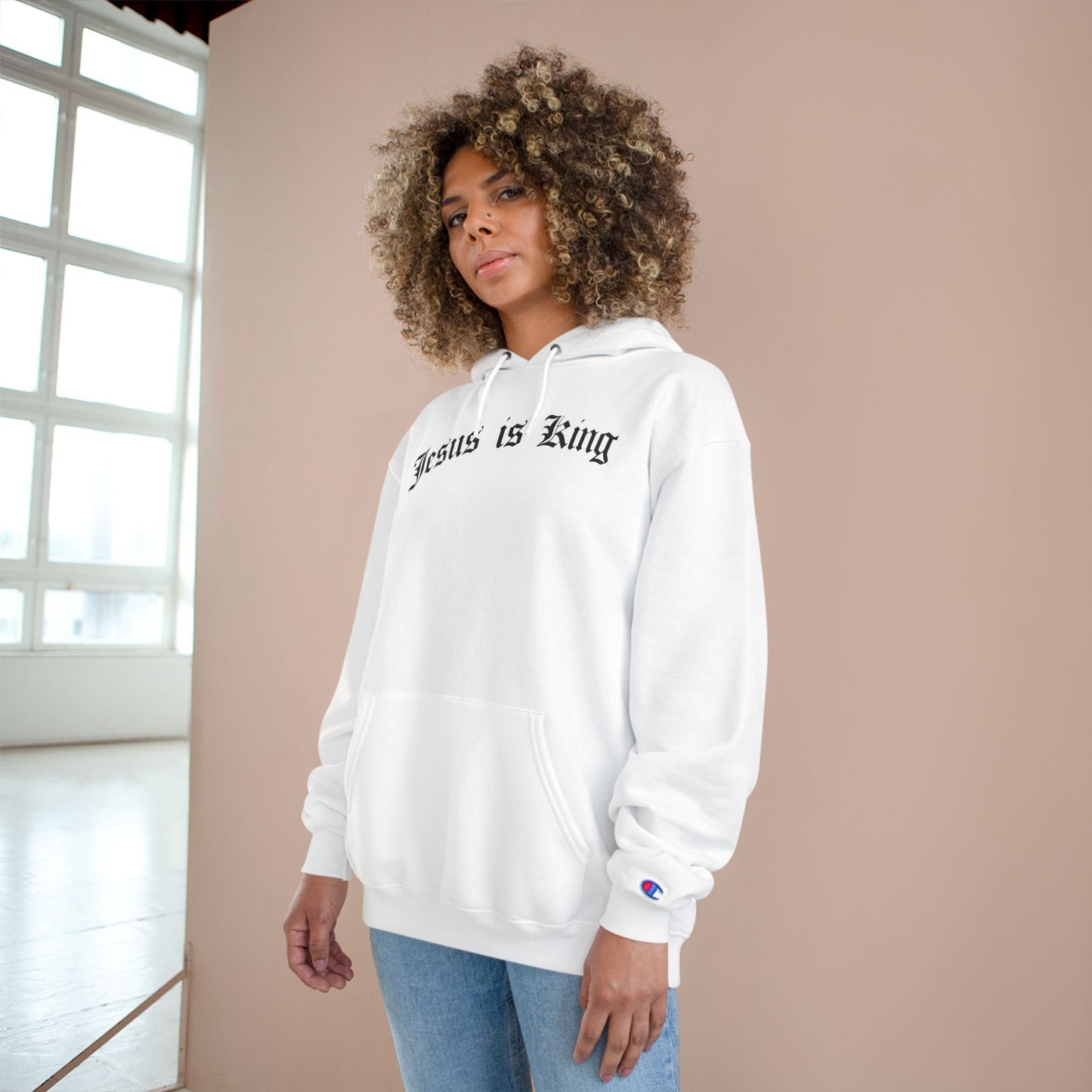 Jesus is King Champion Hoodie - White