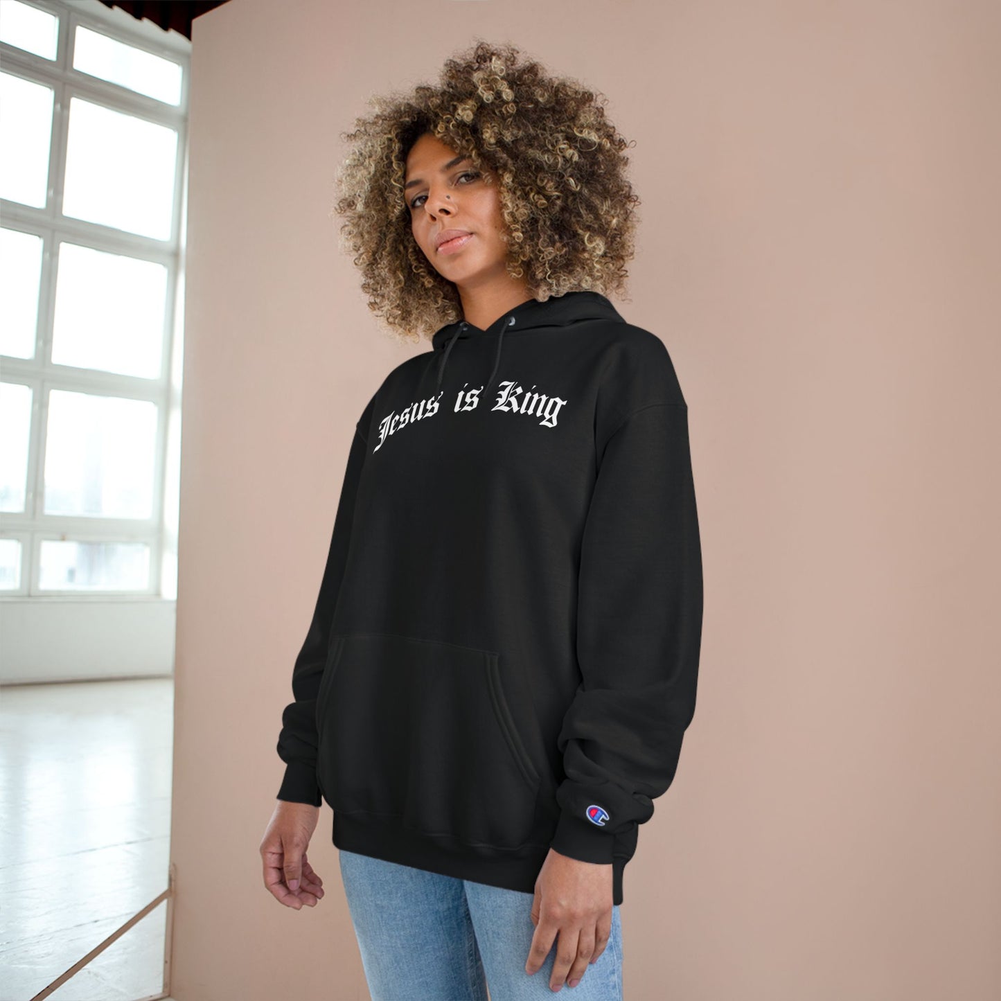Jesus is King Champion Hoodie - Black